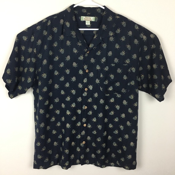 Men’s Tommy Bahama 100% Silk Shirt Pineapples - Picture 1 of 4